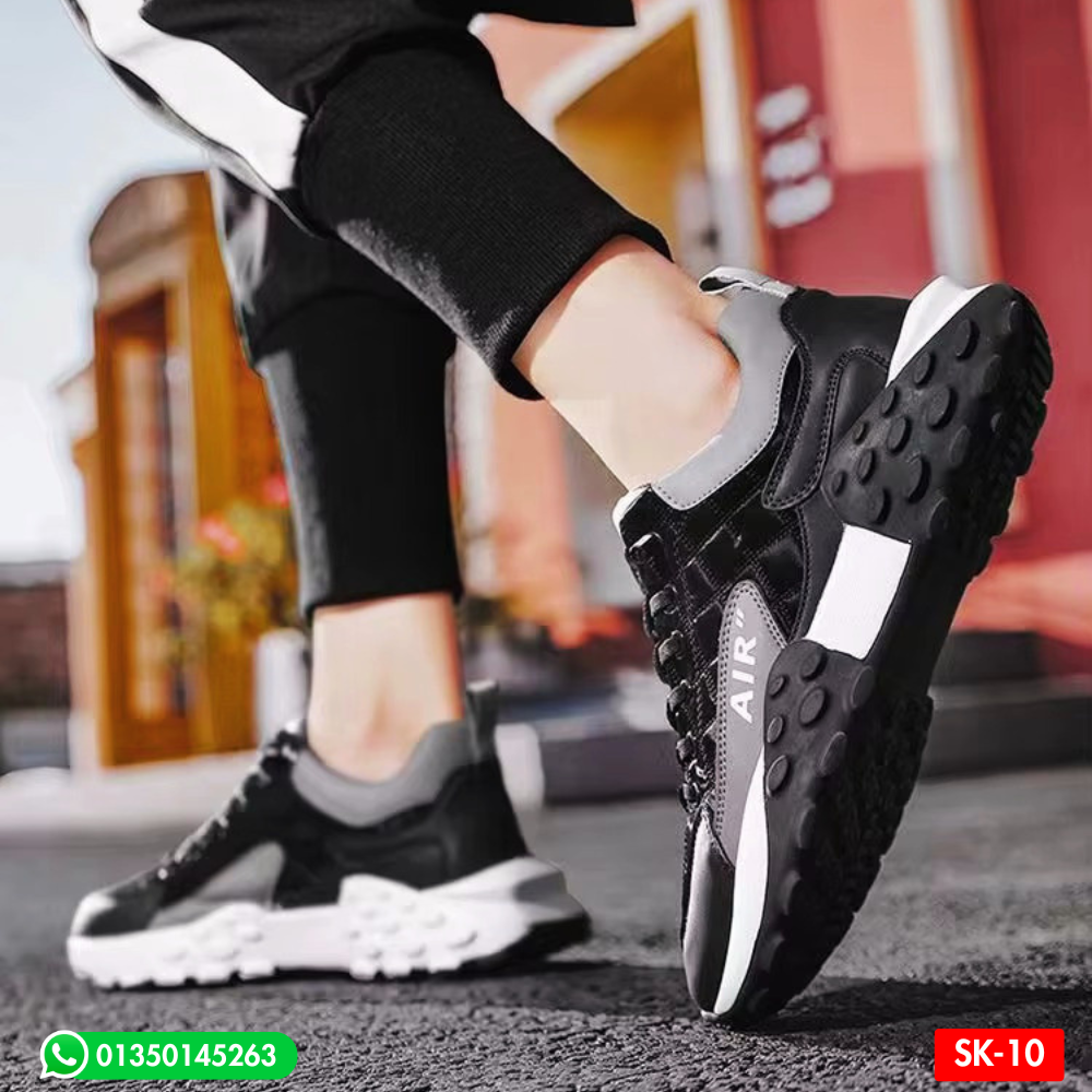 AirFlex Non-Slip Imported Sneakers for Men (Black SK-10)